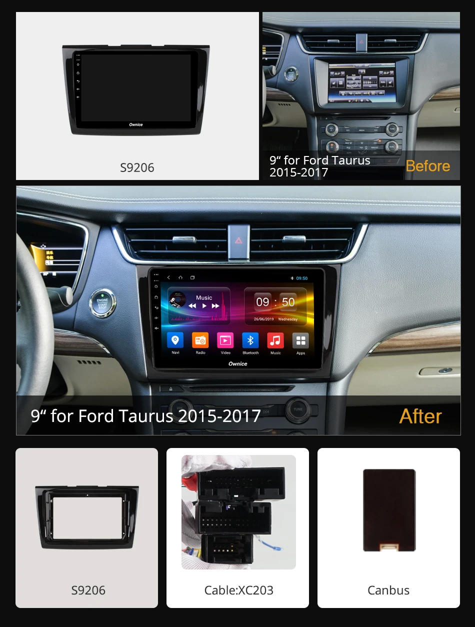 Ownice k3 k5 k6 Android 9 0 Восьмиядерный автомобильный DVD для FORD taulus 2015 - 2017 мультимедиа