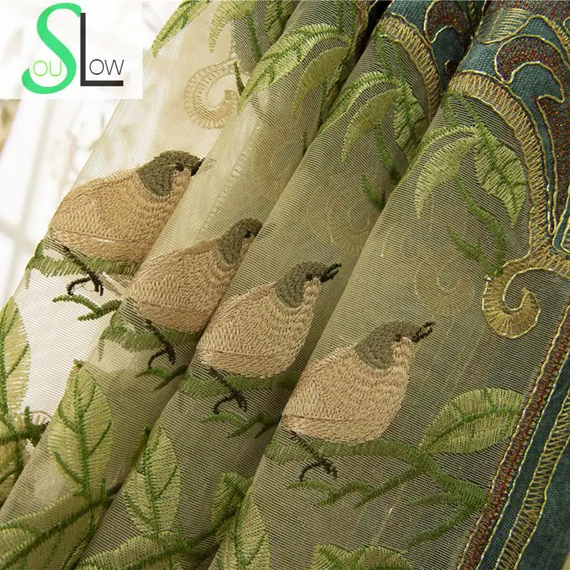 

Slow Soul Bird Embroidered Blue Purple Coffee Curtain Curtains For Living Room Tulle Bedroom Luxury Velvet Drapes Sheer Kitchen