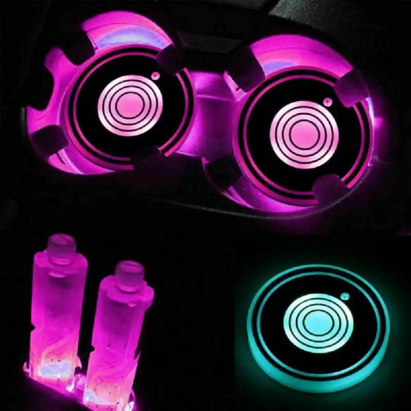 

2PCS LED Cup Pad Car Accessories Light Cover Interior Decoration Lights 7 Colors