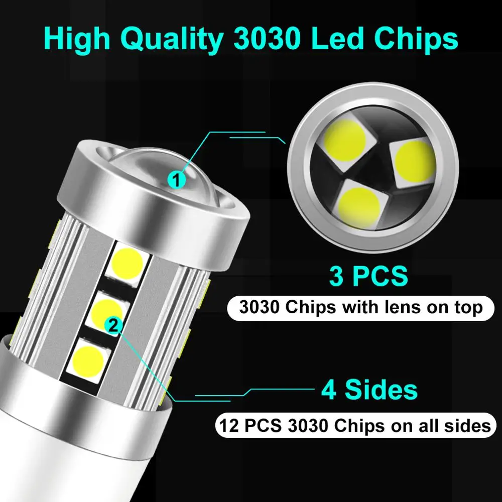 2 шт. светодиодные лампы T15 W16W 15SMD 3030 чипы 920 921 912 светодиодная лампа заднего хода