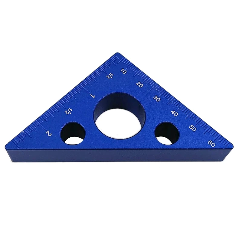

45 Degree Aluminum Alloy Angle Ruler, Imperial Metric Scale Layout Square Triple-cornered Ruler Angle Measurement Tool