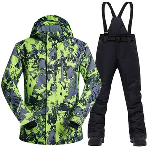 Мужской лыжный костюм брендовая ветрозащитная Водонепроницаемая теплая одежда лыжная куртка и брюки Мужской комплект для снега зимние лыжные и Сноубординг костюмы