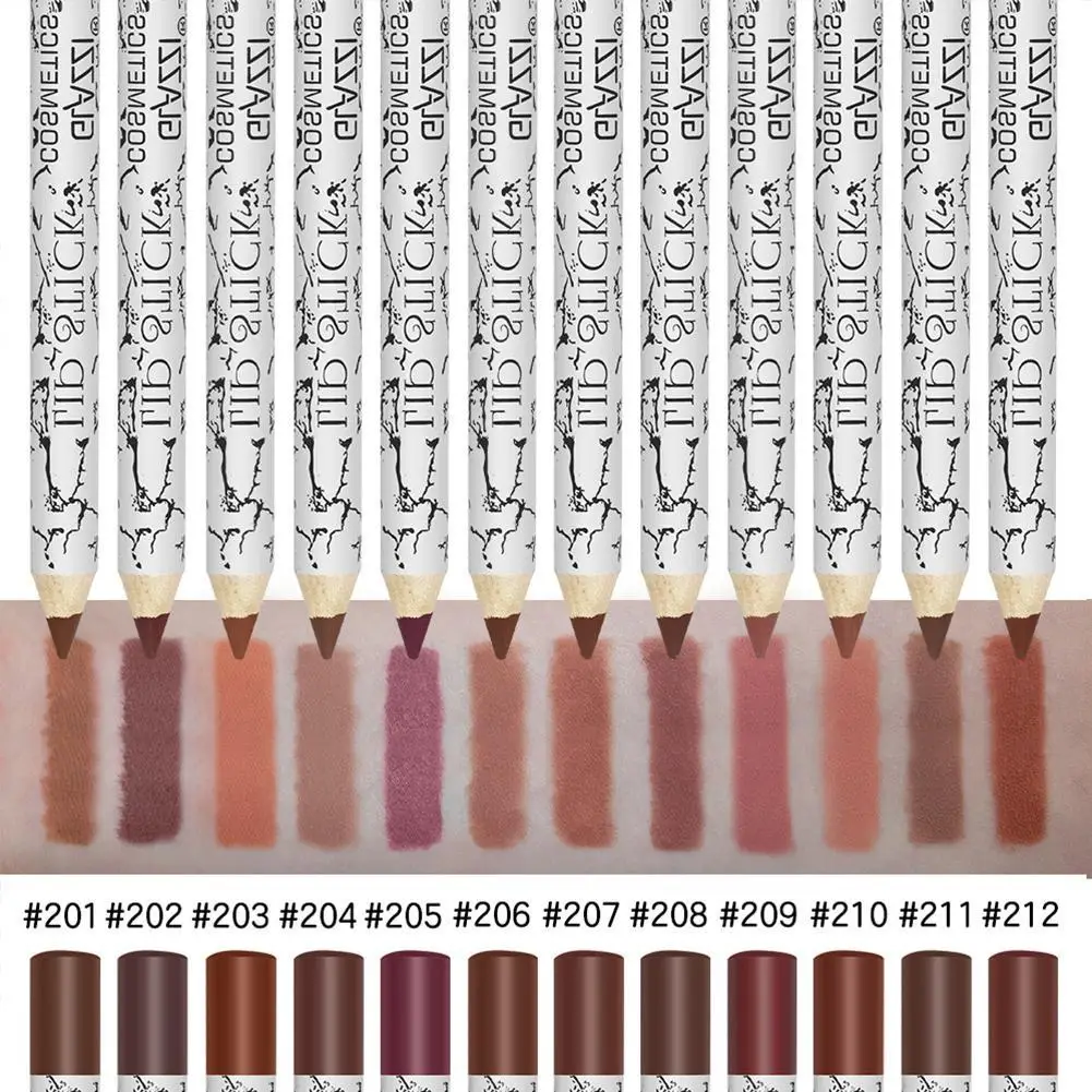Матовый Водостойкий карандаш для губ 12 шт./компл. стойкая гладкая нюдовая помада