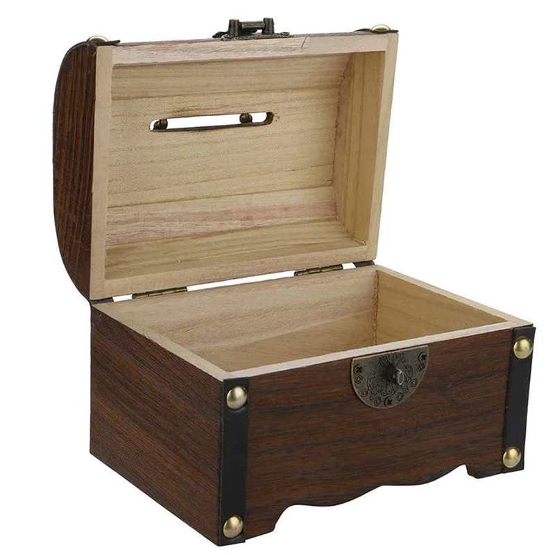 Ретро большая емкость деревянная копилка с замком безопасная коробка для денег