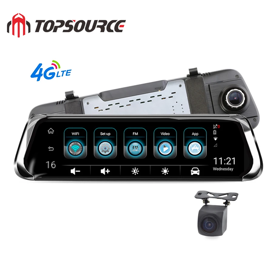 TOPSOURCE 10 &quot4G IPS Видеорегистраторы для автомобилей Камера ADAS зеркало Dash cam Видео