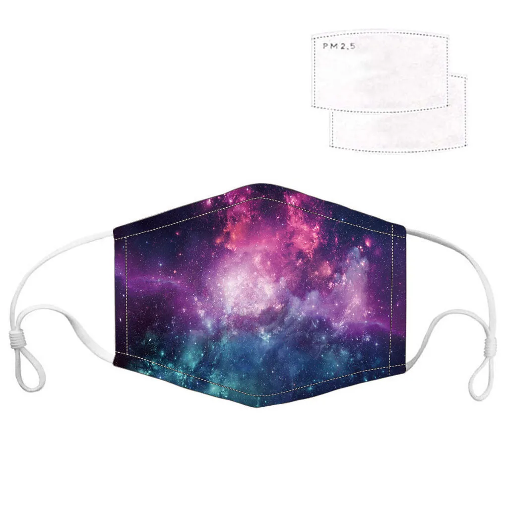 

1pcs dust mask 2PC Filter outdoor Unisex Anti Dust wind sunscreen haze breathable washable Night sky Star printing mouth Mask