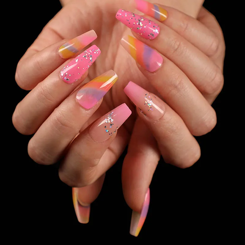 

Накладные ногти с клеем, для девочек, 24 шт./кор.