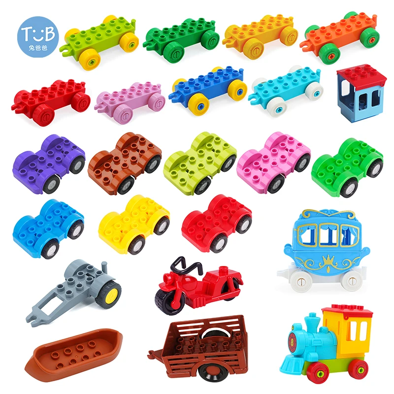 

Big Building Block Traffic Vehicle Train Car Bottom Motorcycle Carriage Trailer Boat Accessory Toy Educational Size Hot Bricks