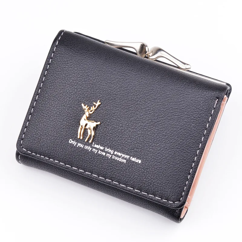 

2020 Cartoon Leather Women Wallets Pocket Ladies Purse Clutch Wallet Women Short Card Holder Cute Girls Deer Wallet Portfel