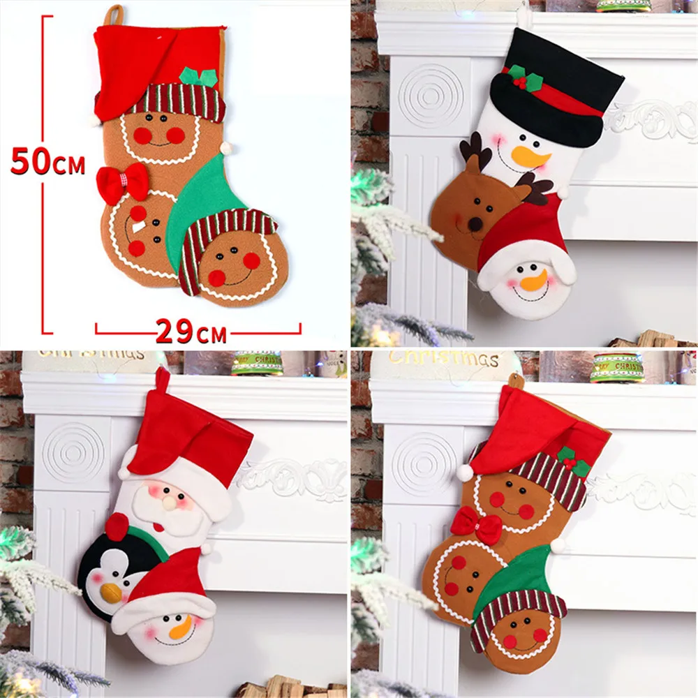 

2020 Christmas Gift Bag Santa Claus / Snowman / Biscuit Decorative Socks with Hanging Loop