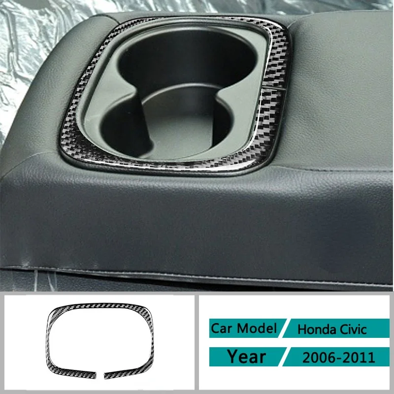 

Carbon Fiber Car Accessories Interior Water Cup Holder Panel Protective Decoration Cover Trim Stickers For Honda Civic 2006-2011