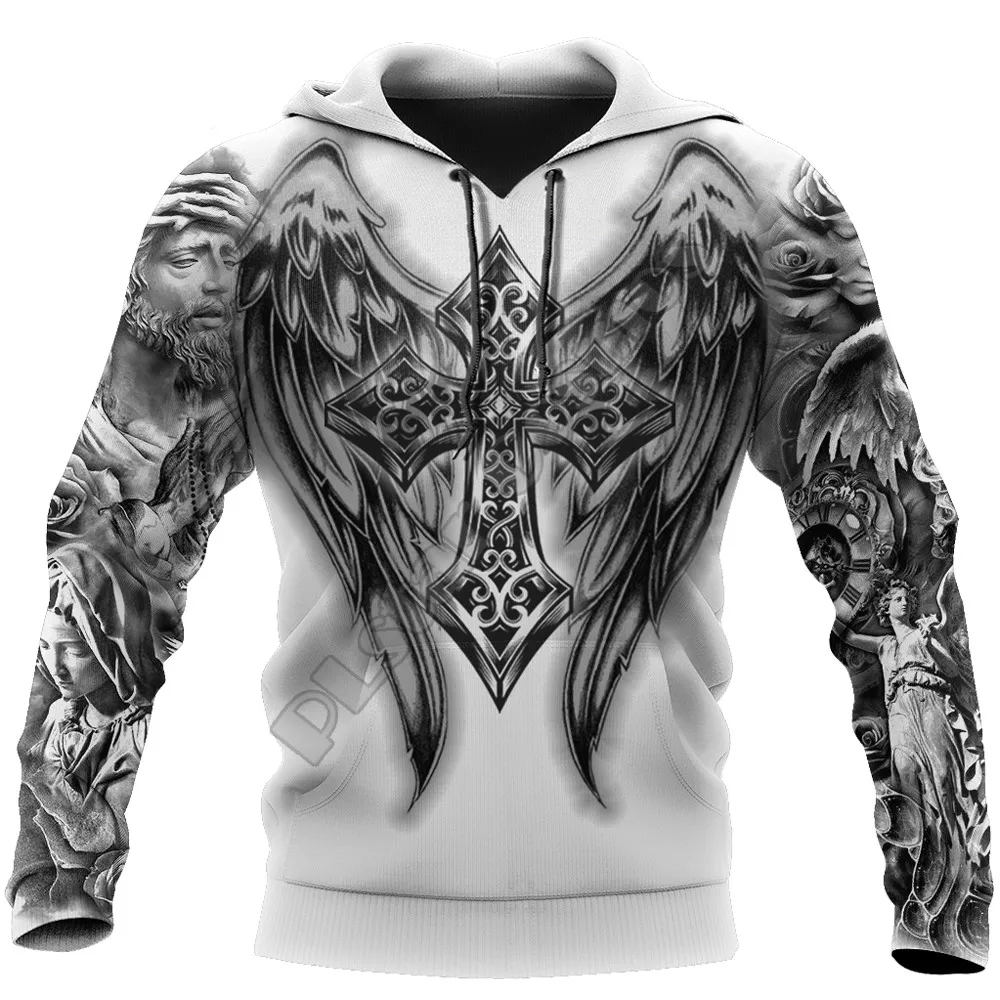 

Drop Shipping Autumn Hoodies Jesus Tattoo 3D Printed Mens Sweatshirt Unisex Streetwear Pullover Casual Jacket Tracksuits