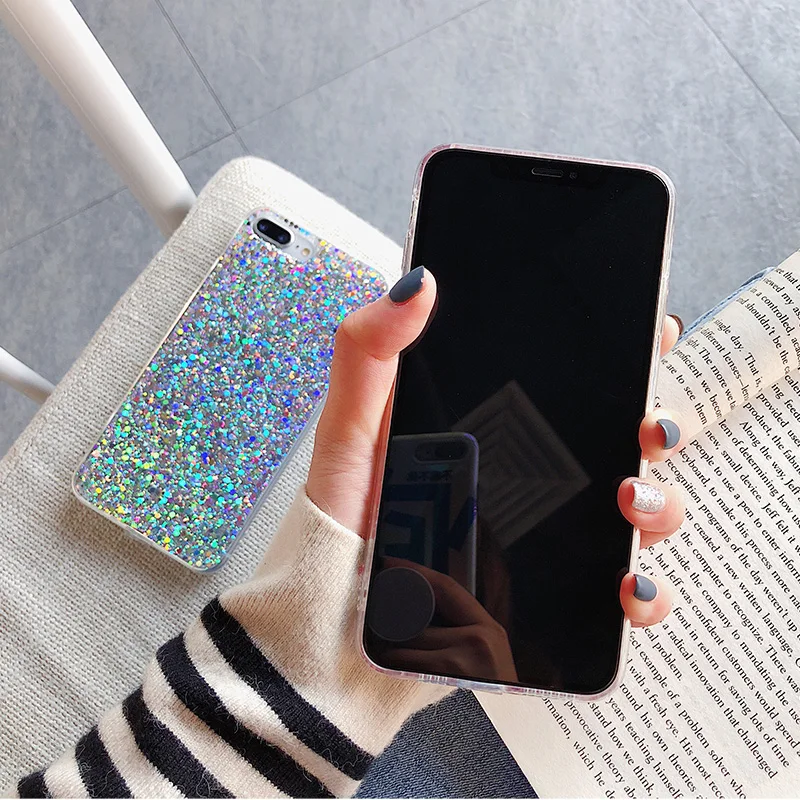 

Bling Glitter Sequins Cute Case for Apple iPhone X XS MAX XR 5 5S SE 6 S 7 Plus 6s 8 Clear Soft TPU Silicone Slim Cover Coque