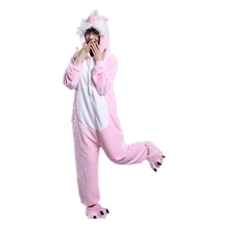 Women Animal Onesies Pajamas Rat Snake Zebra Chick Horse Dragon Dog Tiger Pig Monkey Rabbit Kigurumi Women's Homewear for Winter