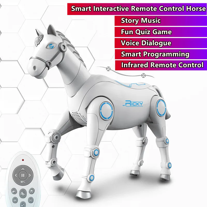 

Intelligent Programming RC Mechanical Horse Voice Dialogue Story Music Accompany Interactive Fun Game Walking Electric Pony Toy