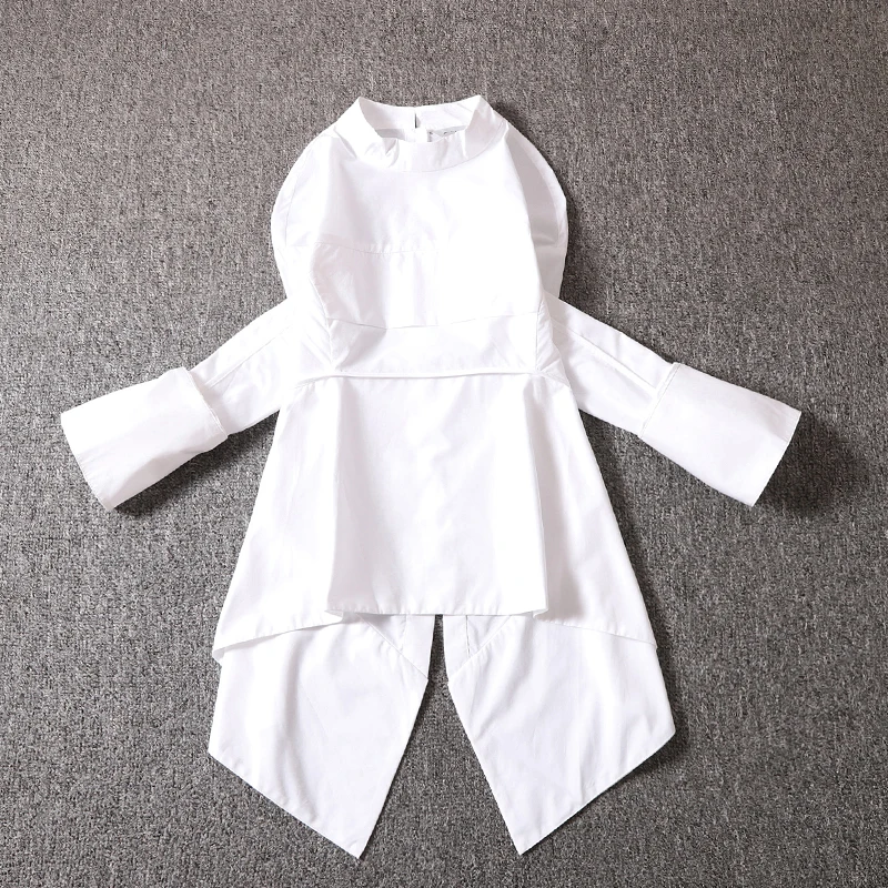 2020 summer new office lady sets two piece irregular white shirts and solid flare jeans female pants suits top quality