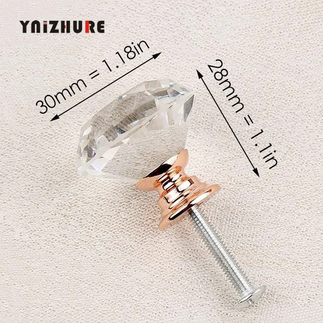 30mm Diamond Rose YNIZHURE брендовые Хрустальные стеклянные ручки для шкафа ручки для выдвижных ящиков кухонный шкаф ручки оборудование для обработки мебели - Цвет: 30mm Diamond Rose