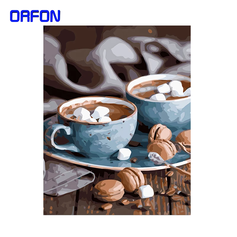 ORFON рамка кофе DIY Краска ing по номерам Акриловая на холсте Современная Настенная