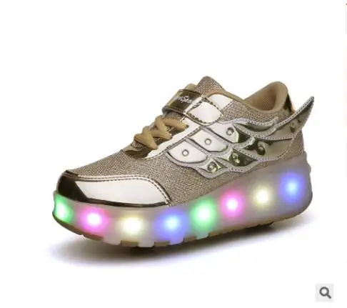 Heelies USB зарядка светодиодный Красочные Дети Мода кроссовки с два колеса роликовые коньки обувь для мальчиков и девочек синий - Цвет: Photo Color 14