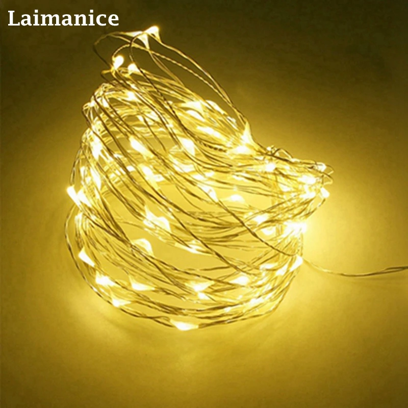 20 м 200LED Серебряная/медная проволока светодиодная Звездная гирлянда