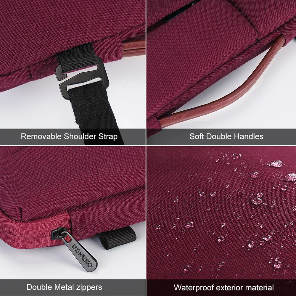 DOMISO Multi-use Strap Laptop Sleeve Bag With Handle For 10" 13" 14" 15.6" 17" Inch Shockproof Computer Notebook Red |