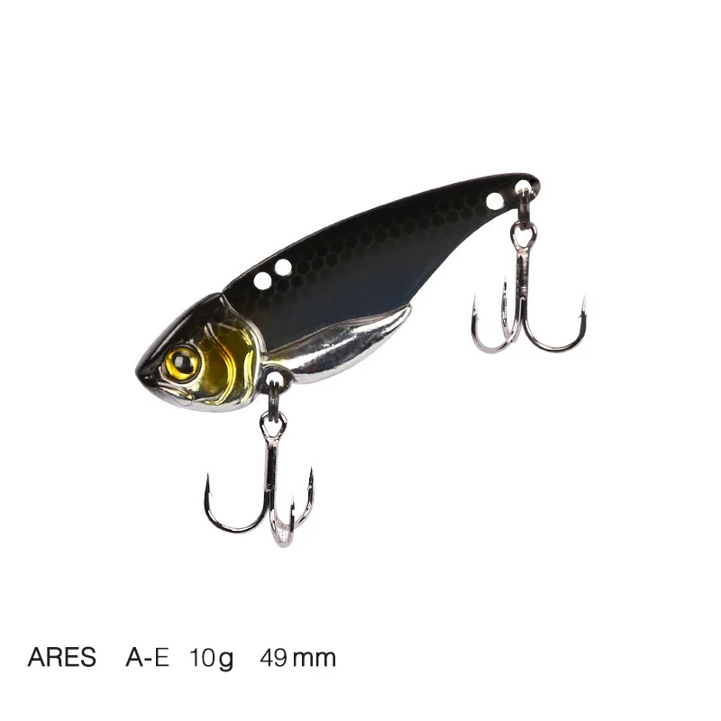Ares-A-E 10g TSURINOYA ARES-A 5 г/7 г/10 г/15 г Металл VIB приманка для рыбалки искусственная приманка с тройным крюком двойное отверстие низкий центр тяжести - Цвет: Ares-A-E 10g