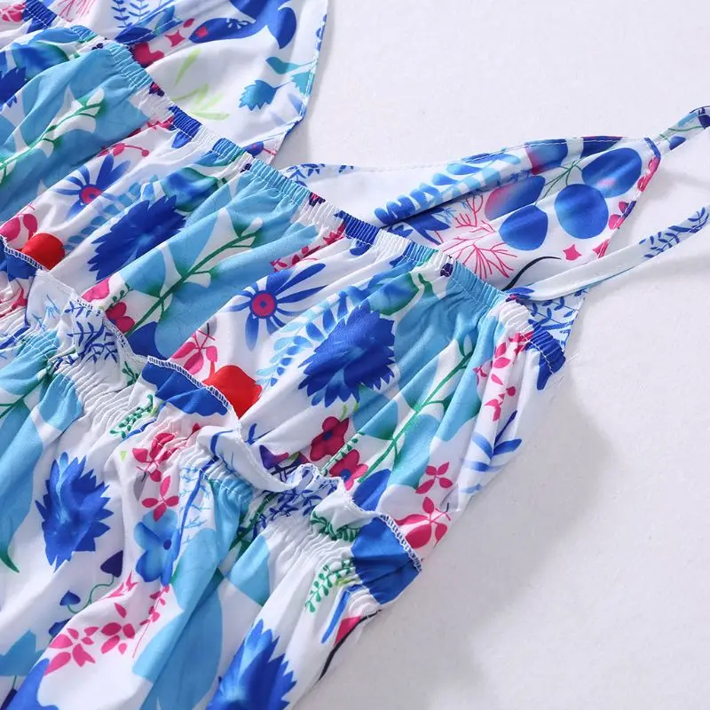 Платье женское в стиле бохо пляжный вечерний Сарафан Макси с цветочным принтом