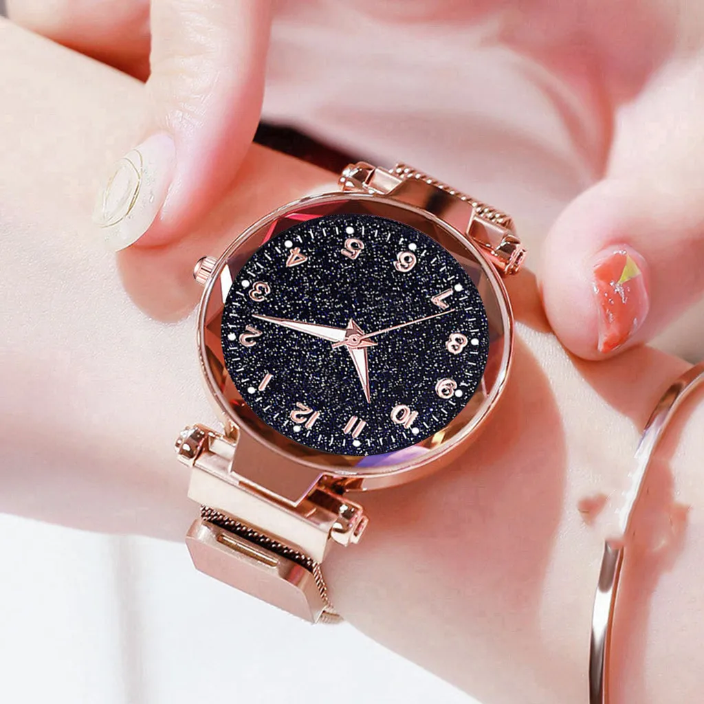 Роскошные женские часы со звездным светящимся циферблатом Дамские Кварцевые из