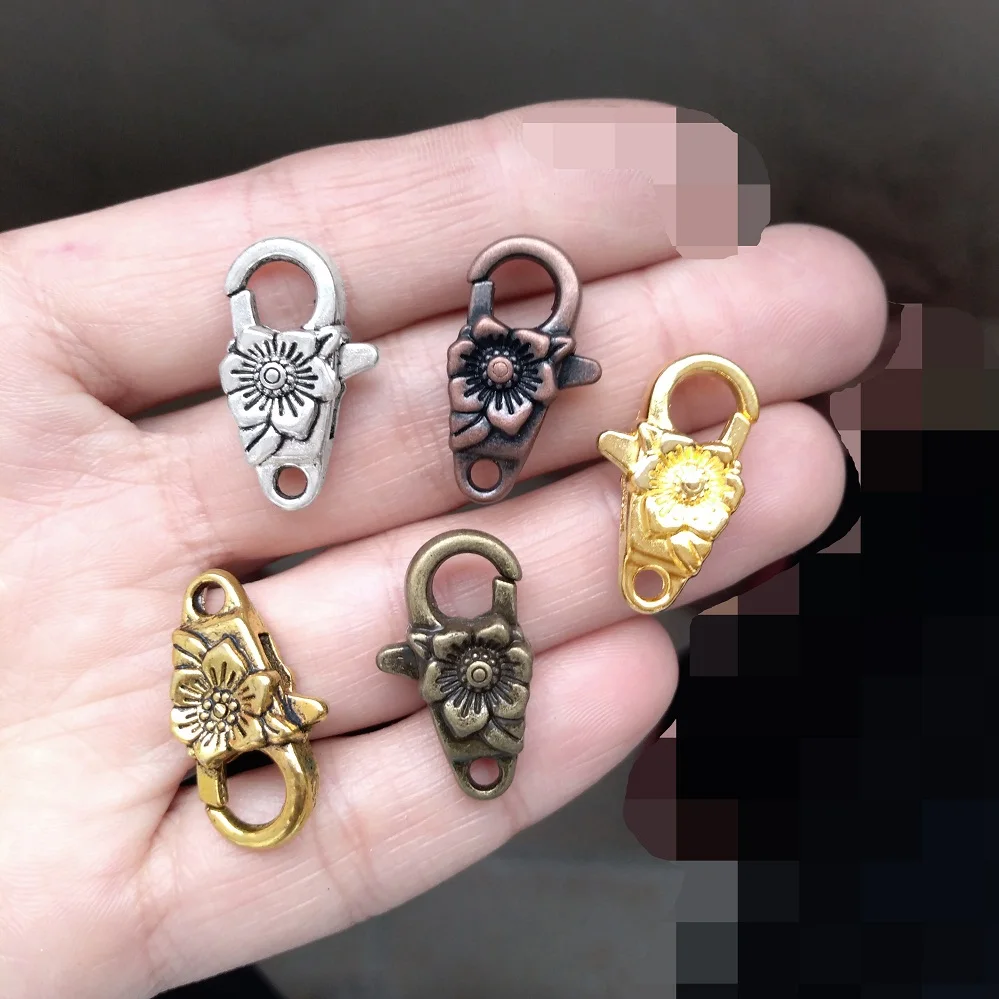 

Vintage Copper Clasps Lobster Hooks kKeychain Accessories DIY Jewelery Rope Bangles Creation 25mm Big Peach Blossom Alloy Gold