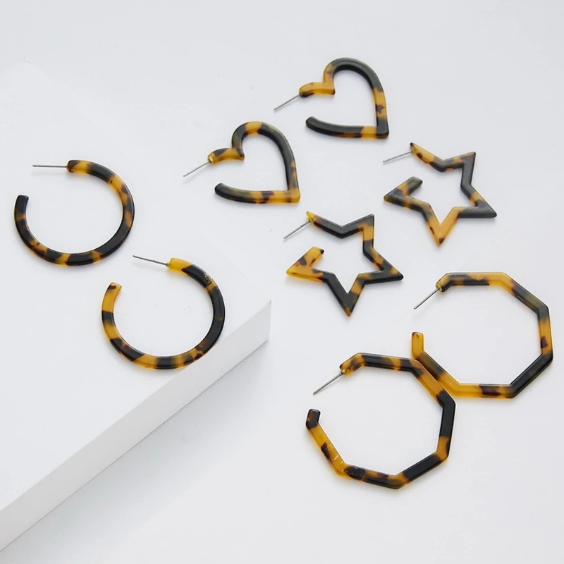 

16 Pairs Acrylic Earrings Statement Earrings Set Mottled Resin Hoop Earrings Drop Dangle Earrings Kit Fashion Jewelry