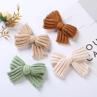 2pcs woolen knit hairpins for baby hair clips bows girl barette child winter pins girls set kids accessories retro hairclip