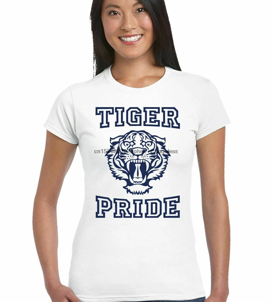 

Женская футболка с логотипом Tiger Pride для старшей школы, 13 причин