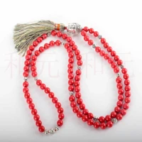8mm 108 knot natural red cinnabar beads tassel necklace gift glowing bohemia relief inspiration beaded colorful christmas cuff