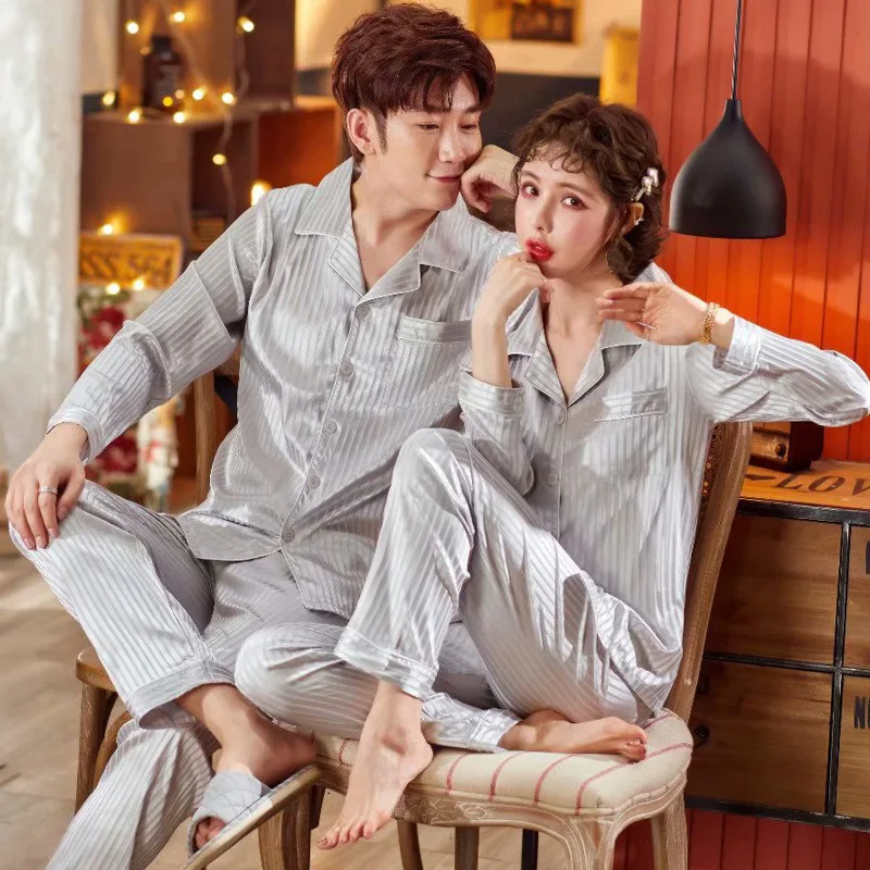 Пижама для пары мужчин и женщин из вискозного волокна пикантный тонкий Шелковый