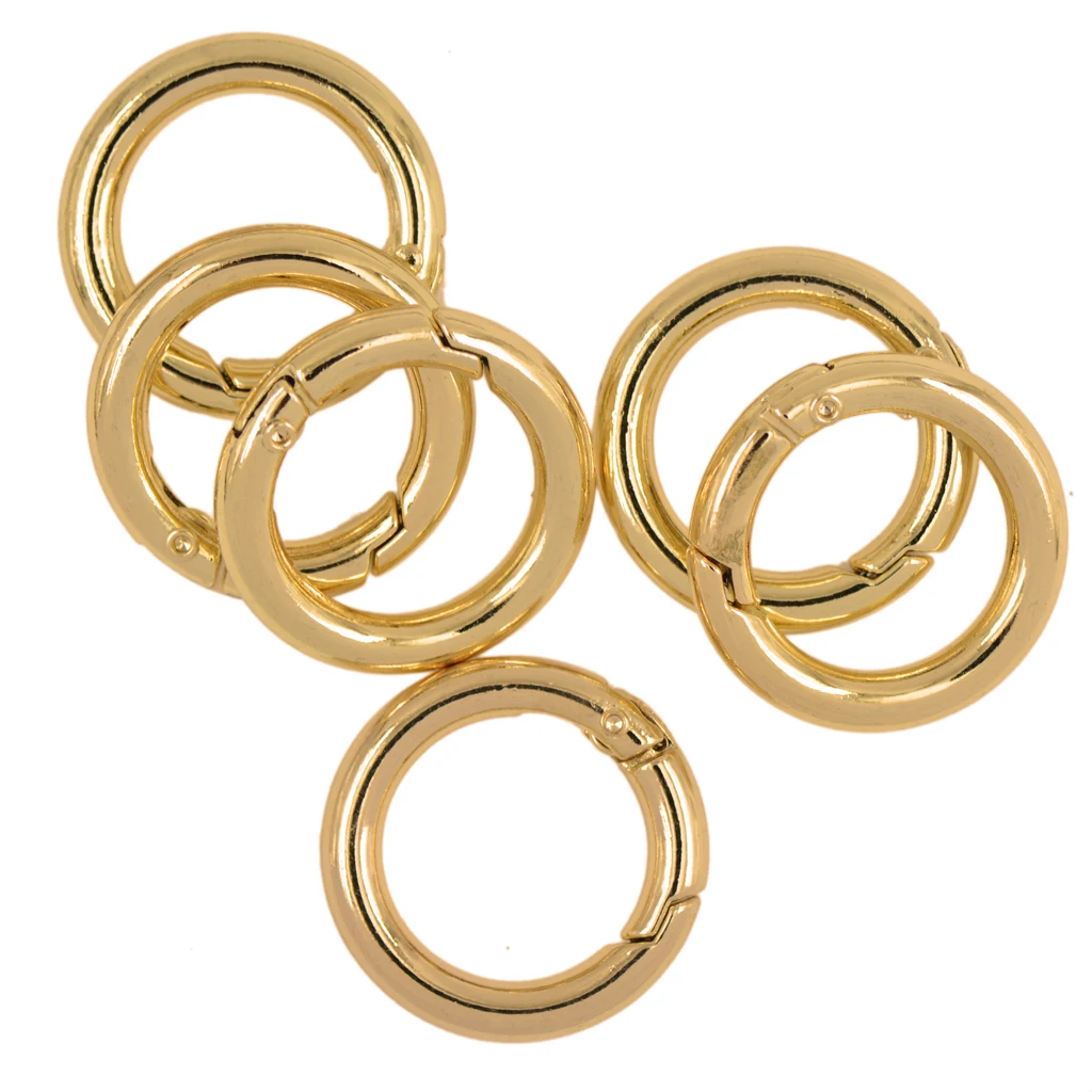 

6PCS Spring Clip Round Carabiner 1inch Gate O Circle Snap Hook Keyring