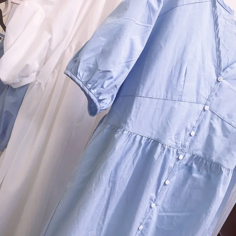 South Korea's East Gate 2020 new design bubble sleeve dress in the long casual tie loose-fitting thin woman | Женская одежда