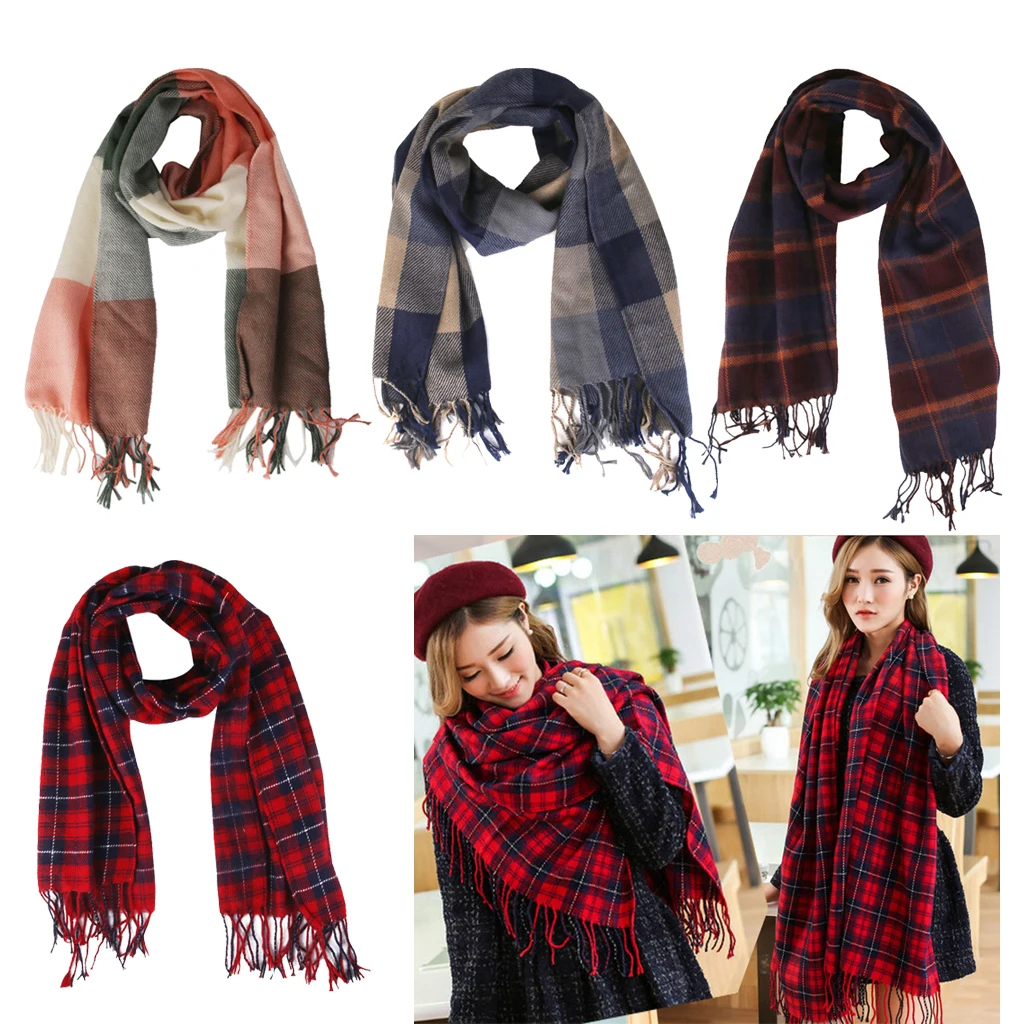 

1x Women Ladies Warm Long Cashmere Scarf Large Shawl Plaid Pashm