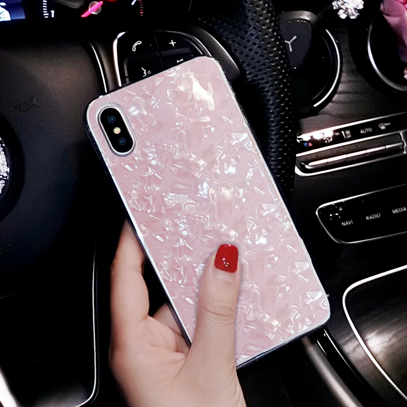 Роскошный Блестящий Модный мраморный чехол с раковиной для Apple iPhone 11 12 Pro X XR XS MAX 6 6s