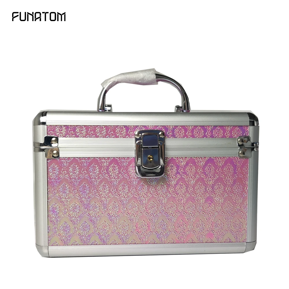 Розовый лазерный женский цветочный косметический футляр для косметики