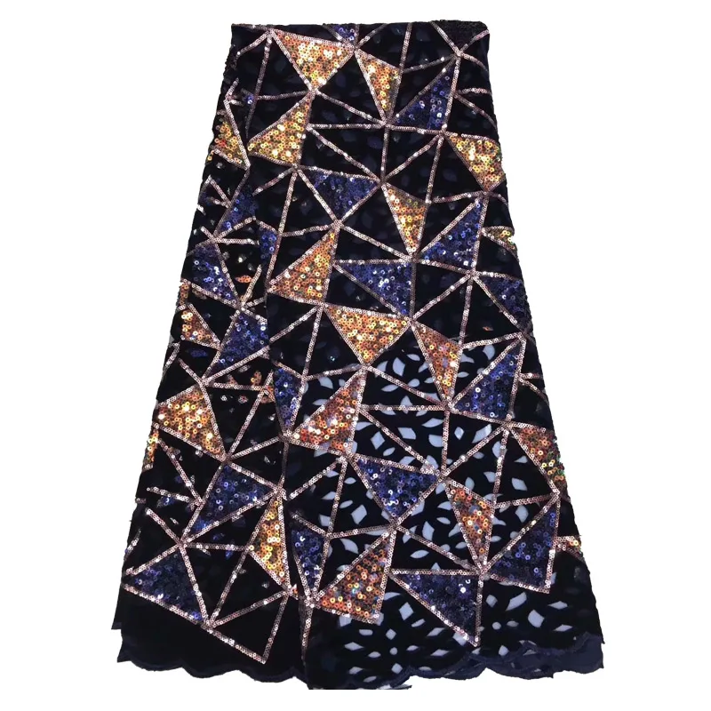 

African Lace Fabric High Quality 2020 Sequins Lace African Cord Lace Embroidery Punch Velvet Lace Fabric f200406