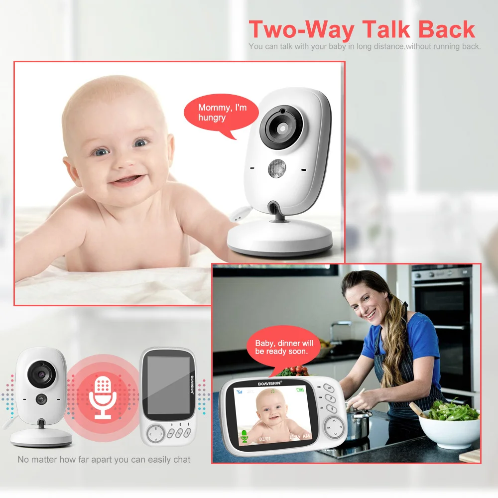 

VB603-2.4G Wireless Video Baby Monitor with 3.2 Inch LCD Screen Two-way Audio with Night Vision Babysitter Surveillance Security