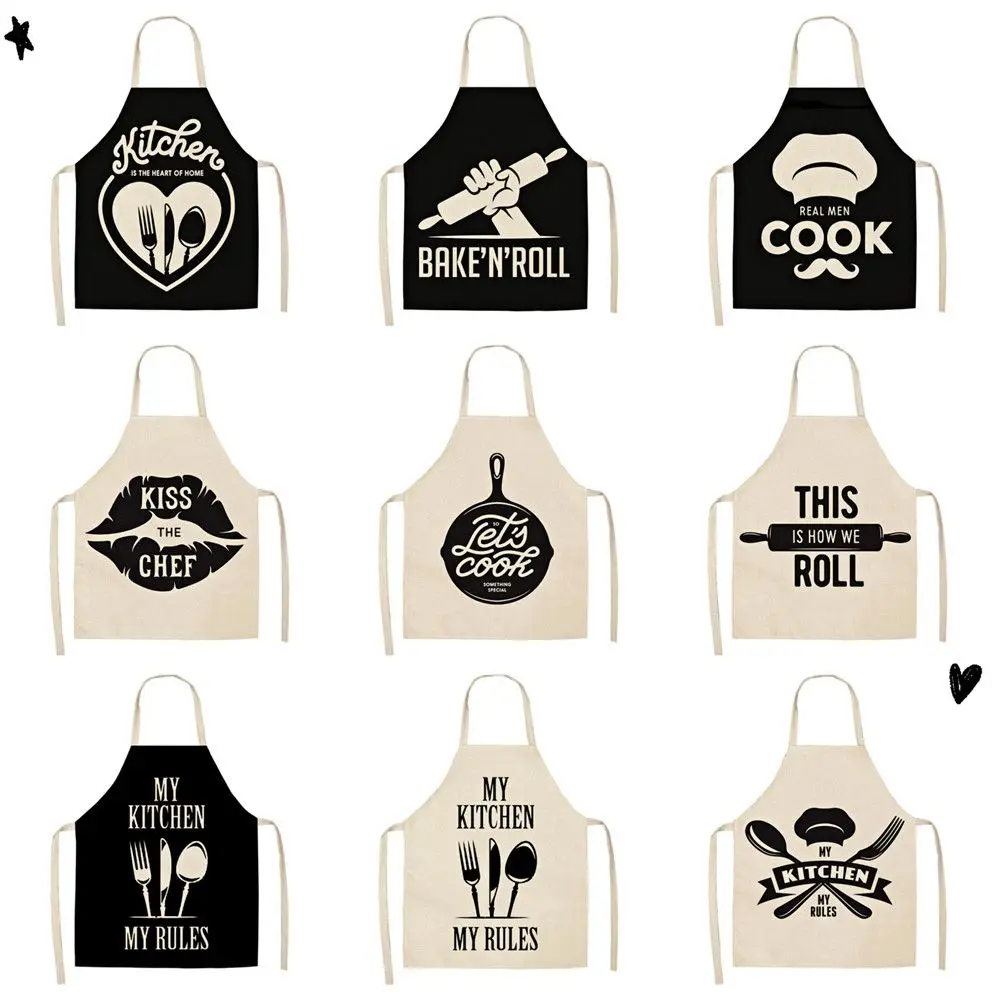 

Special Durable Cooking Baking Linen Sleeveless Pinafore Letter Bibs Apron For Women|Men