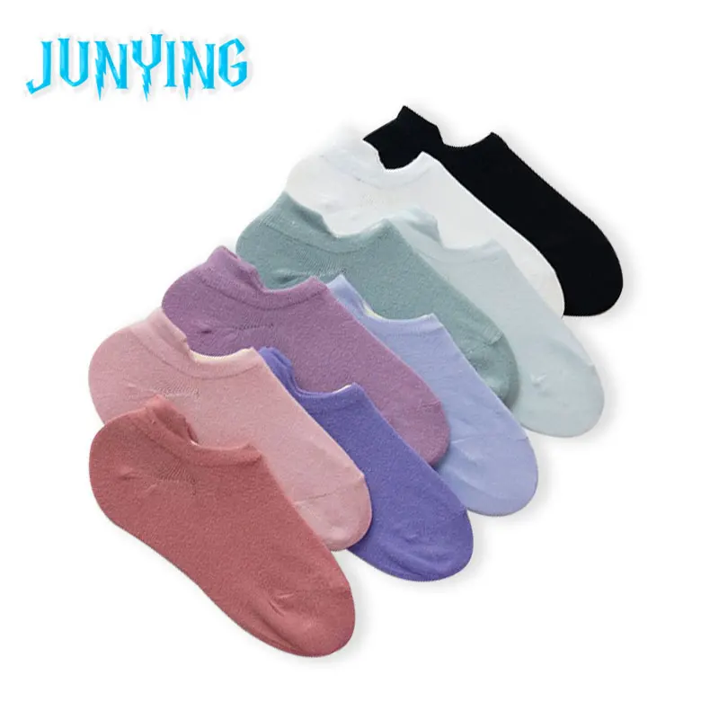 

Breathable NEW Women Shallow Mouth Socks Thin Spring And Summer Retro Plain Invisible Heel Lift Ear Non-Slip Boat Sock Harajuku