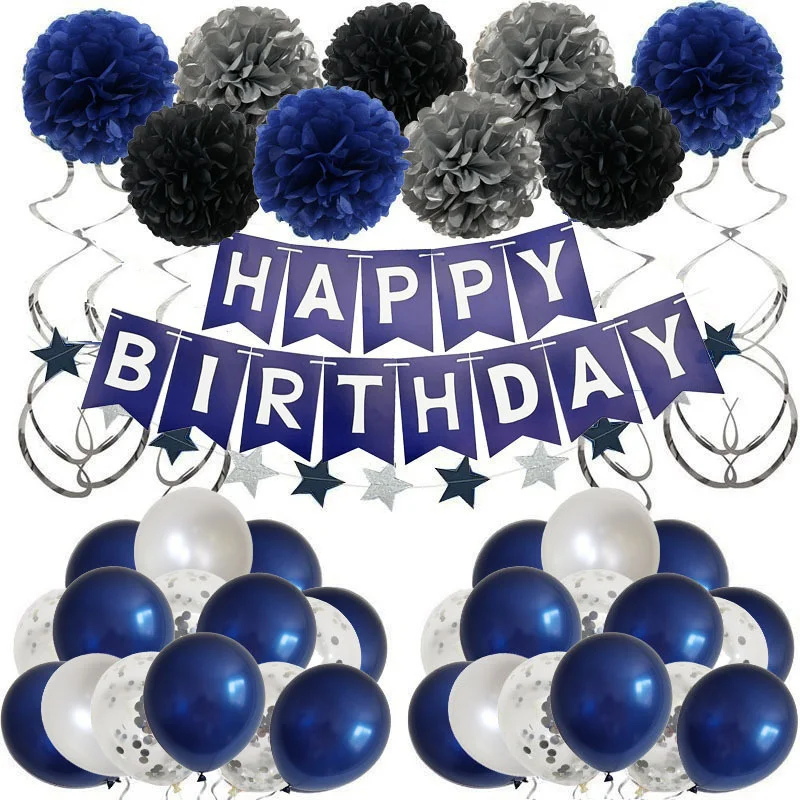 

Набор чернильных синих латексных воздушных шаров, звездная ночь, синие украшения для дня рождения, украшение для вечеринки
