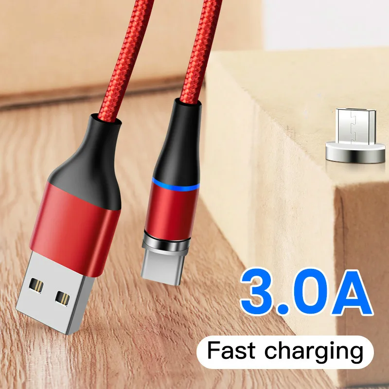 Магнитный USB-кабель с подсветкой Micro USB C магнитный QC 3 0 кабель для быстрой зарядки