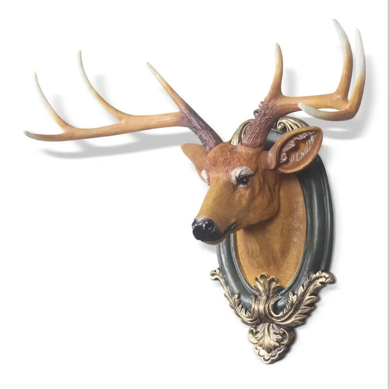 

DEER HEAD DECORATION WALL HANGING AMERICAN RETRO SIMULATION ANIMAL HEAD EUROPEAN LIVING ROOM DINING ROOM WALL HANGING LARGE