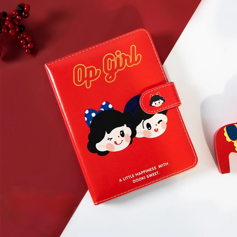 

Mercurius Cute Cartoon Red Girl Soft PU Leather Diary Book A6 Planner 192P Colorful Blank Pages Journal School Office Supplies