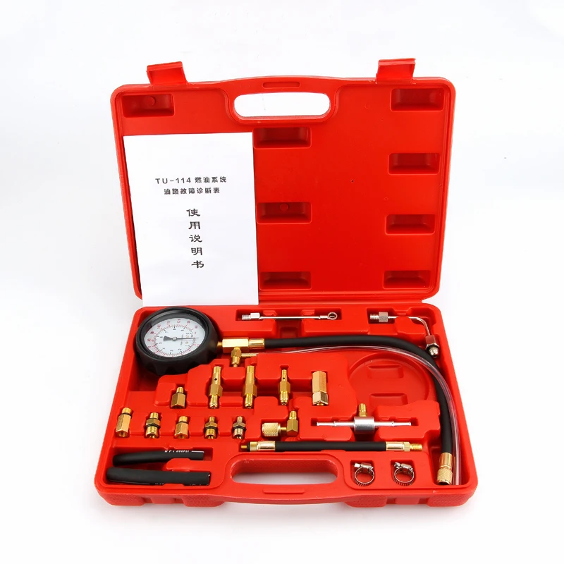 Medidor de Pressão de Injeção Combustível do Veículo Manômetro Medidor de Pressão Óleo do Motor Testador Kit Teste Diagnóstico 20 Peças Profissional Medidores de pressão