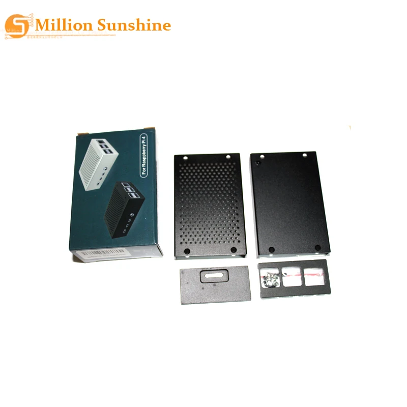 Raspberry Pi 4 Чехол Алюминий чехол черный серебристый цвет ящик металлический корпус