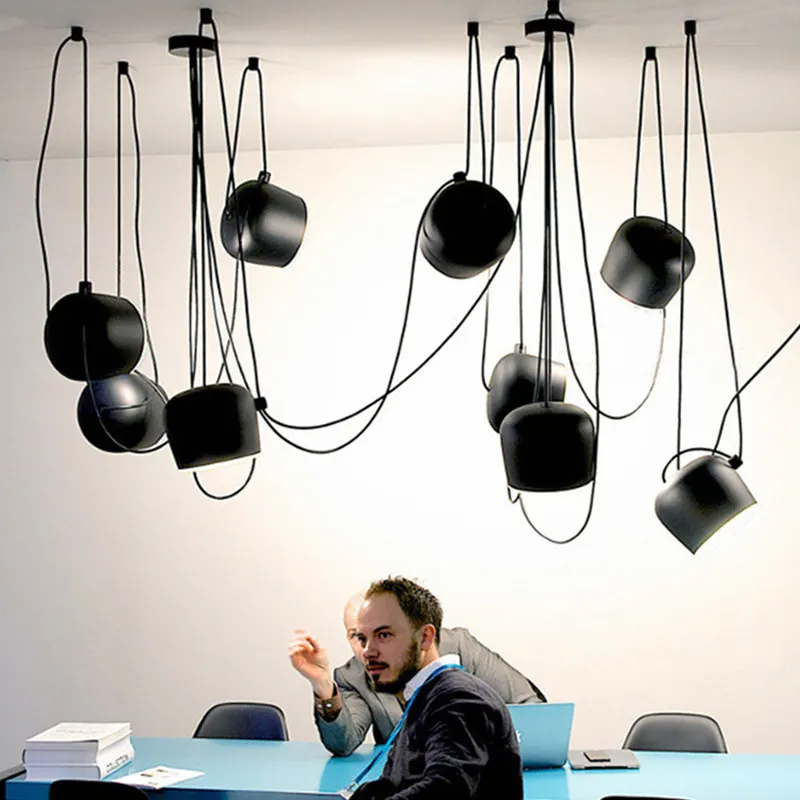 

Vintage Retro Black White Chandelier Fixtures For Dining Living Room Home Kitchen Decor Chambre Industrial Drum Hanging Lamp